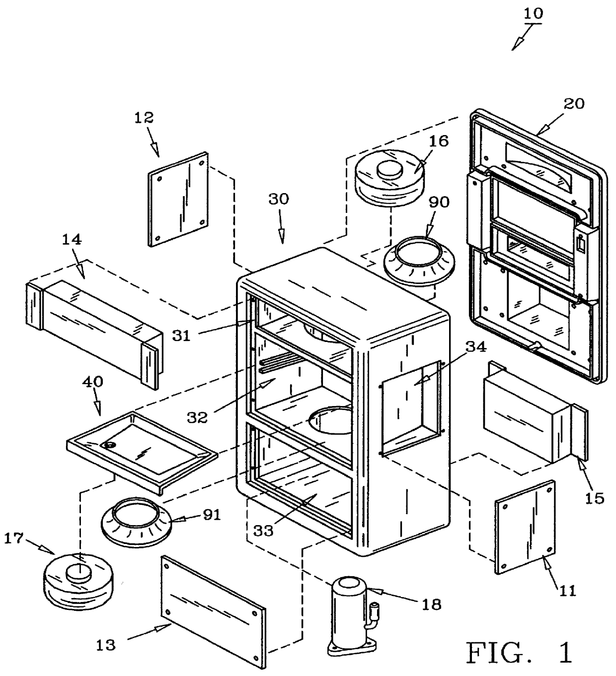 Heat pump, housing and method