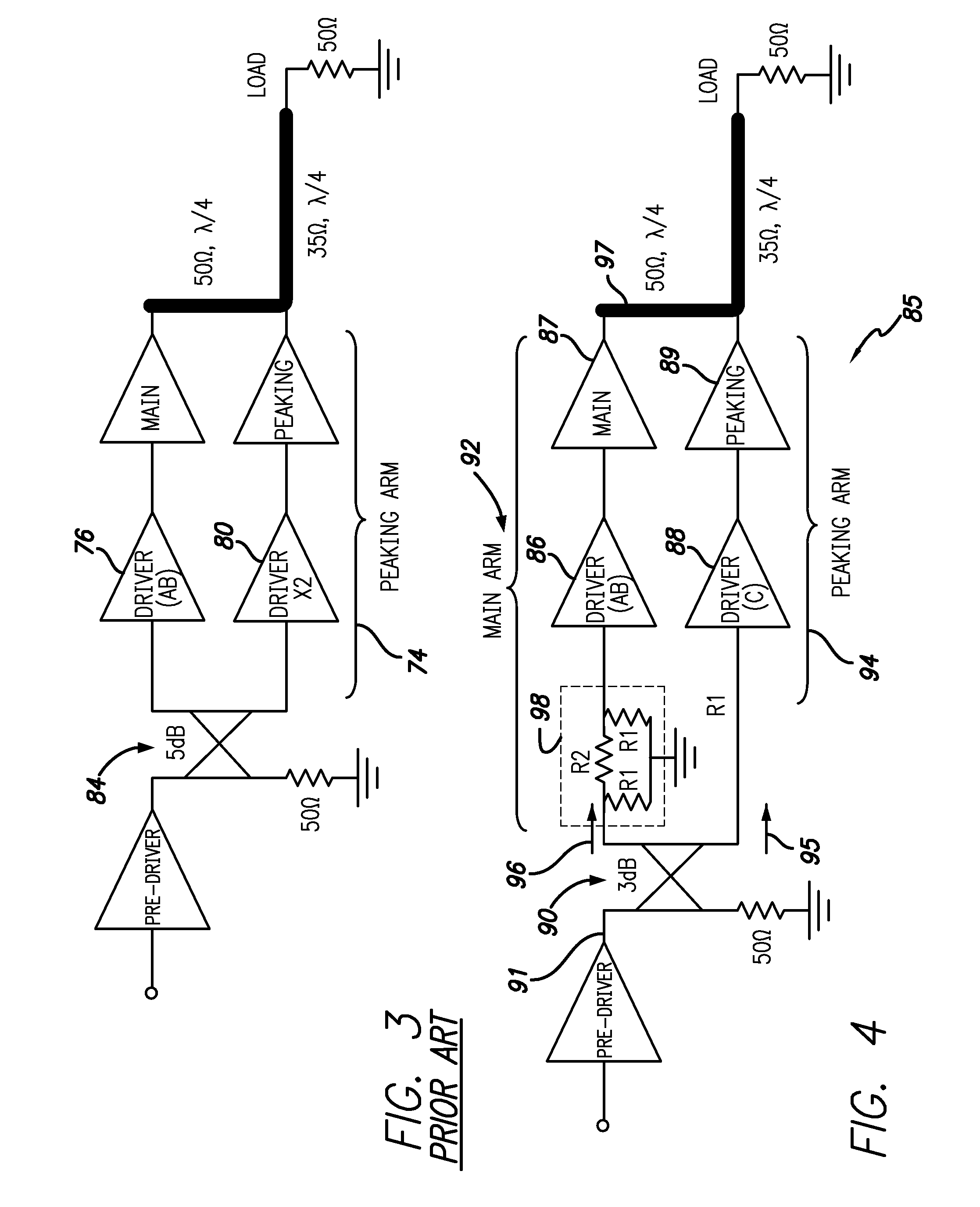 Wide-band multi stage doherty power amplifier