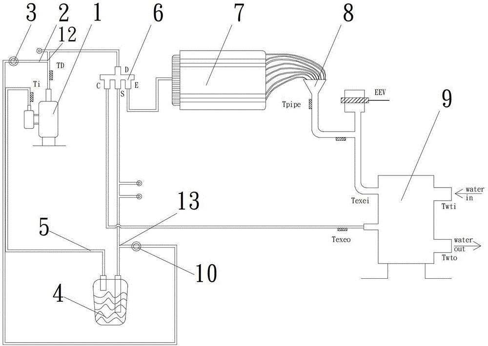 Enhanced vapor injection device of air energy heat pump, control method and water heater for air energy heat pump