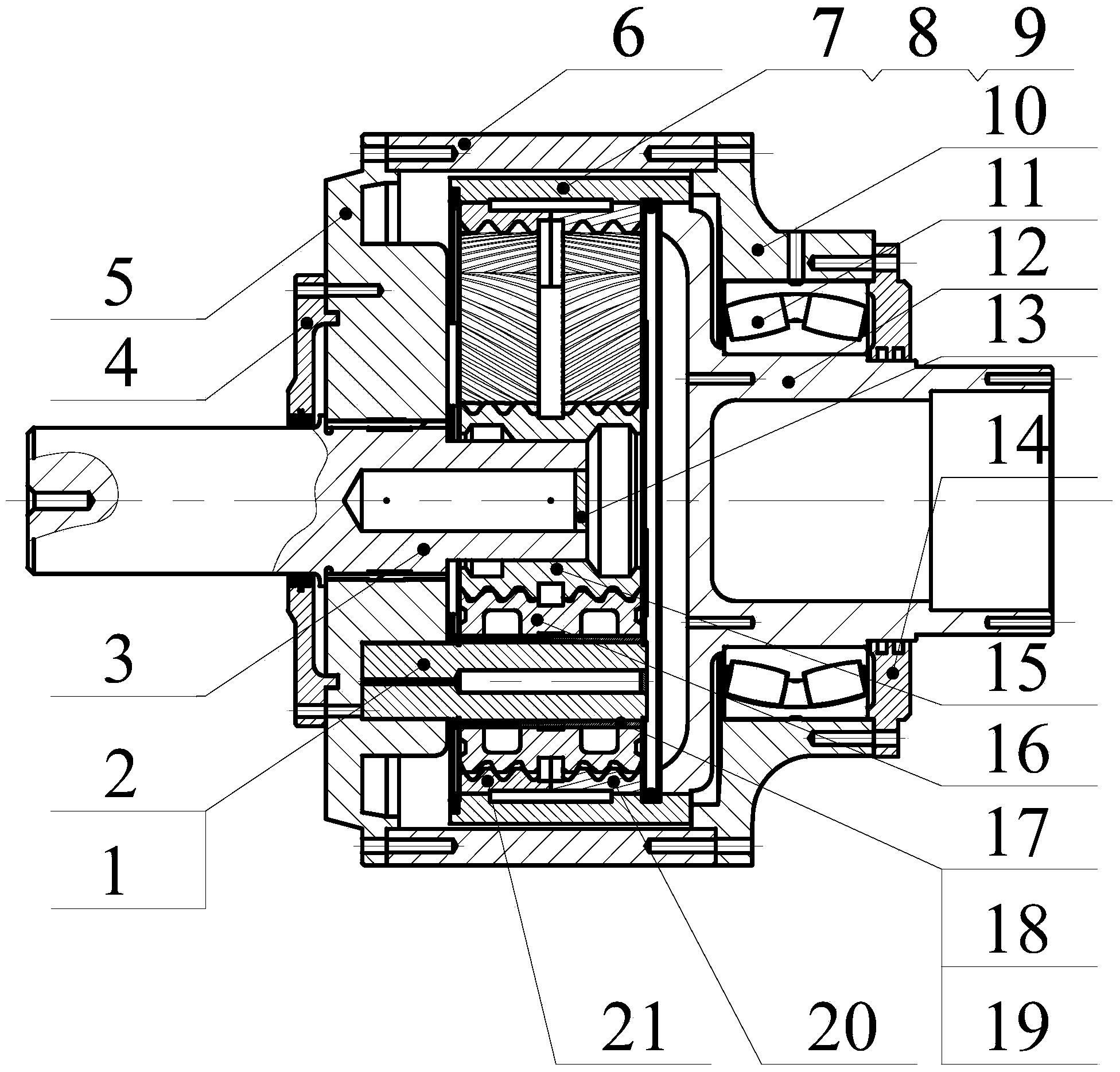 Main speed reducer of fan of novel GTF aircraft engine