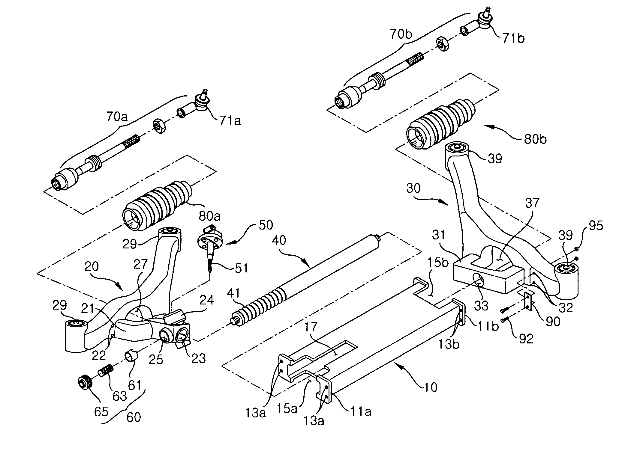 Integrated steering gear and frame structure