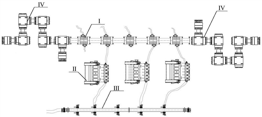 Large drift diameter high-low pressure distribution fracturing "-"-shaped manifold device