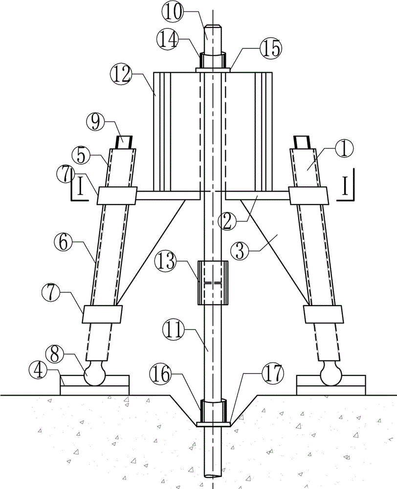 Adjustable center returning base of center penetrating jack