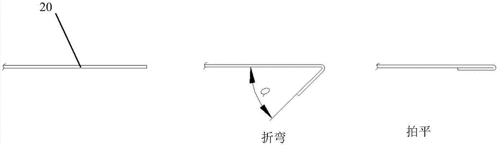 Bending and flattening mold and bending and flattening mold assembly