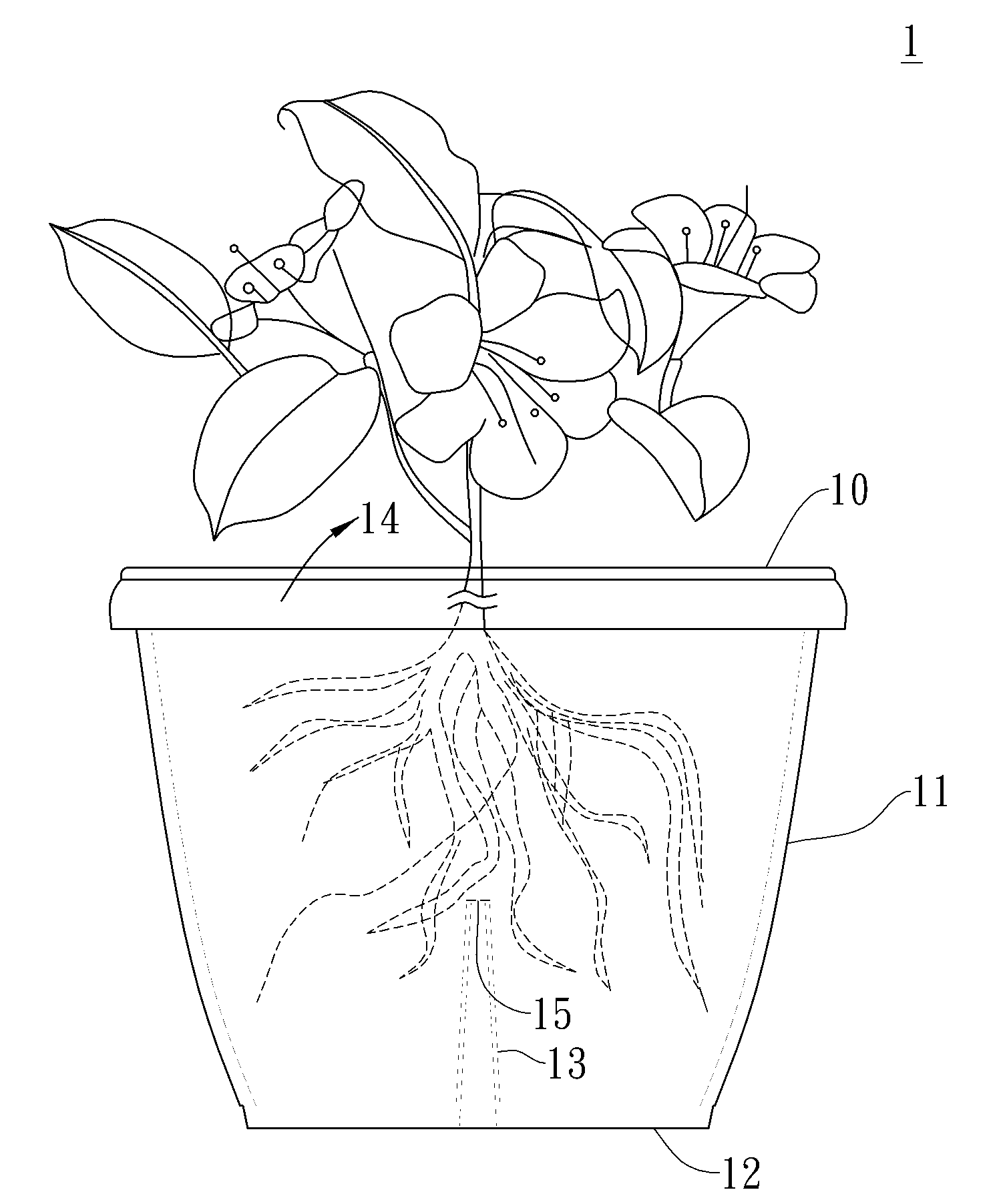 Plant pot with elevated ventilation hole