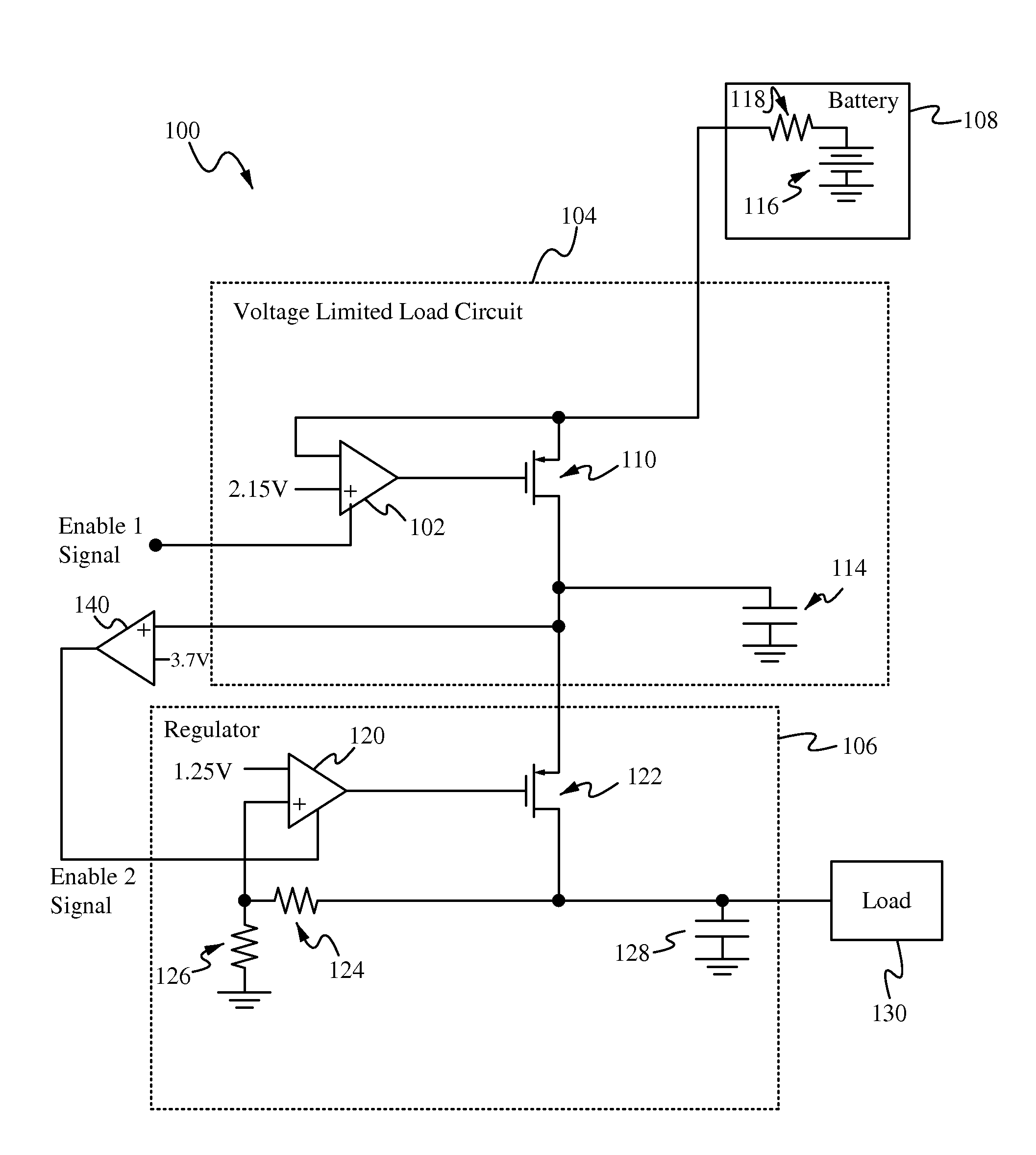 Circuit topology for regulating power from low capacity battery cells