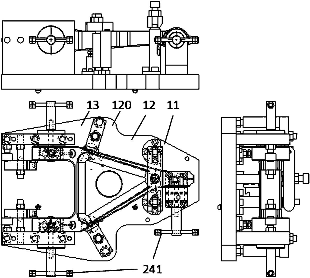 High-efficiency and high-precision fixture of aircraft undercarriage bracket and clamping method thereof