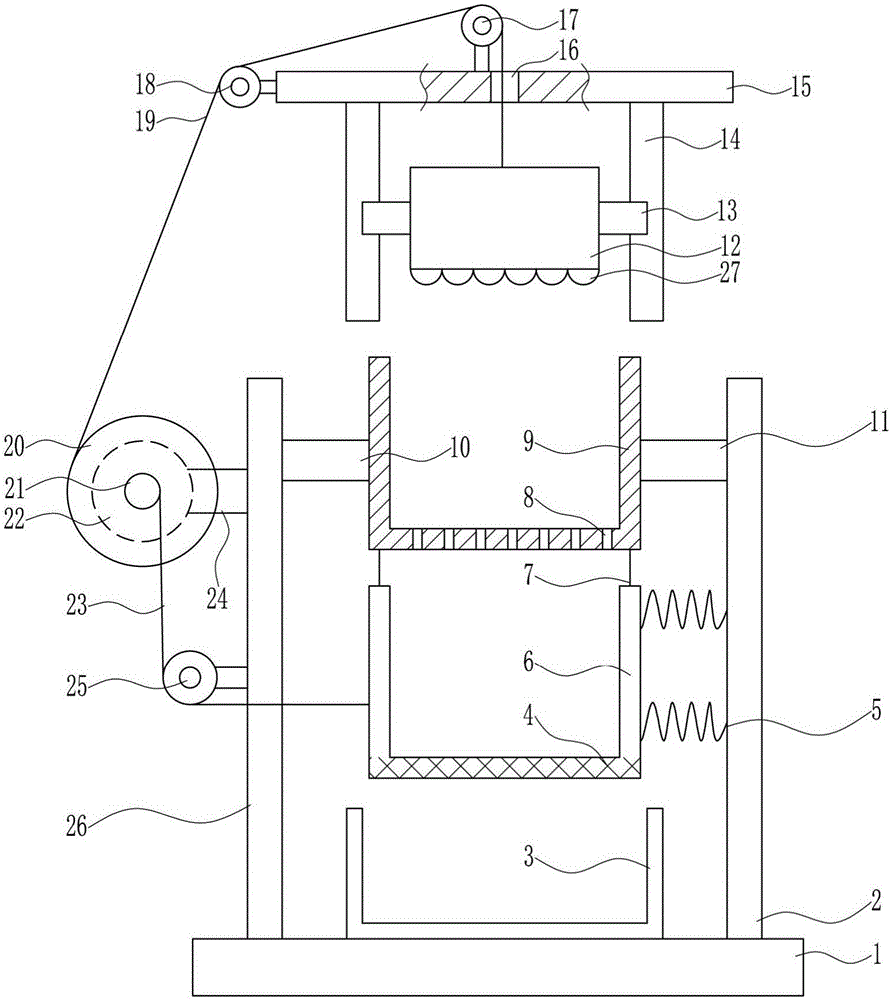 Caked sweet potato powder rolling-sieving device