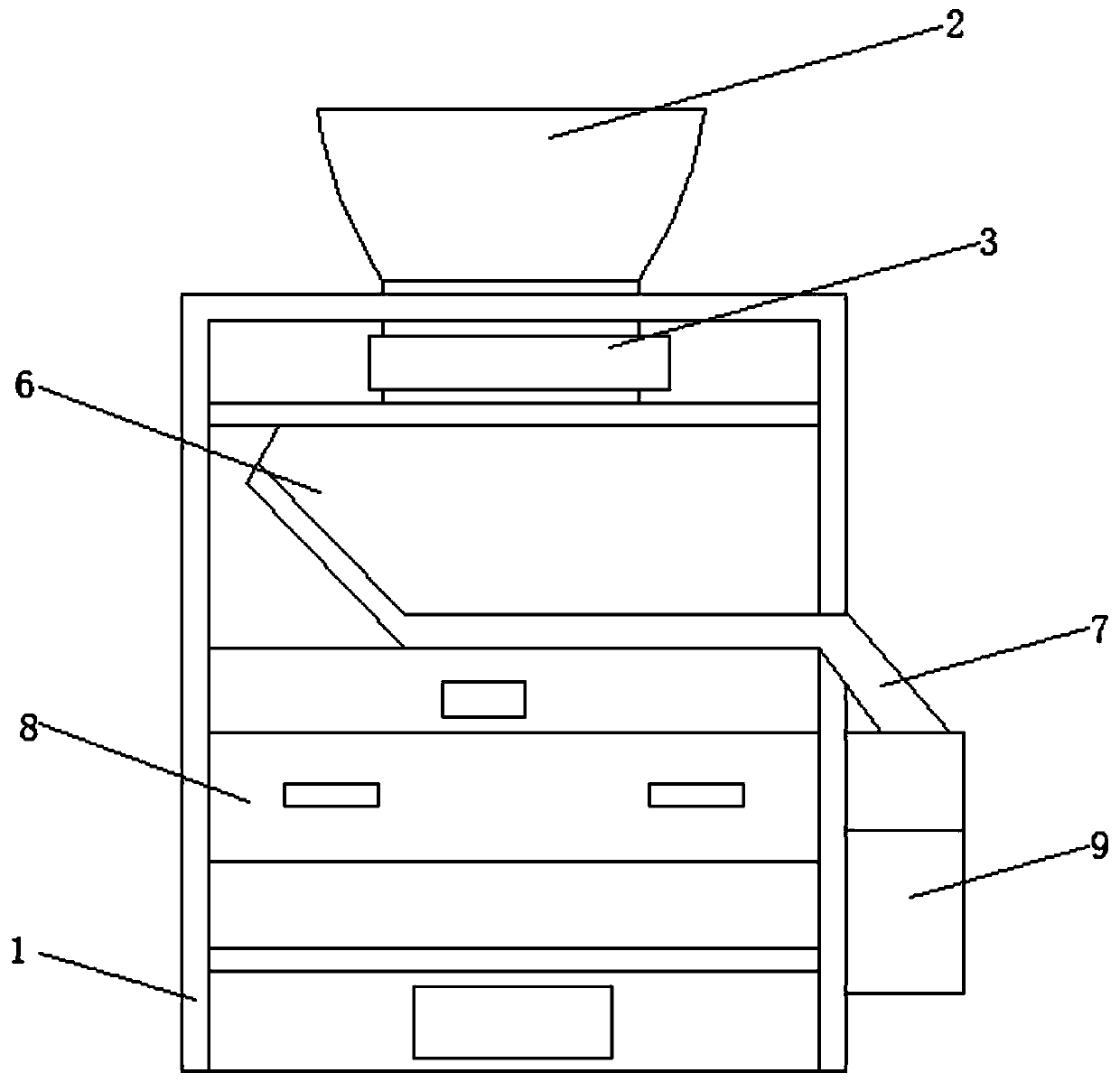 Vibration aiding device of discharging table of sorting machine