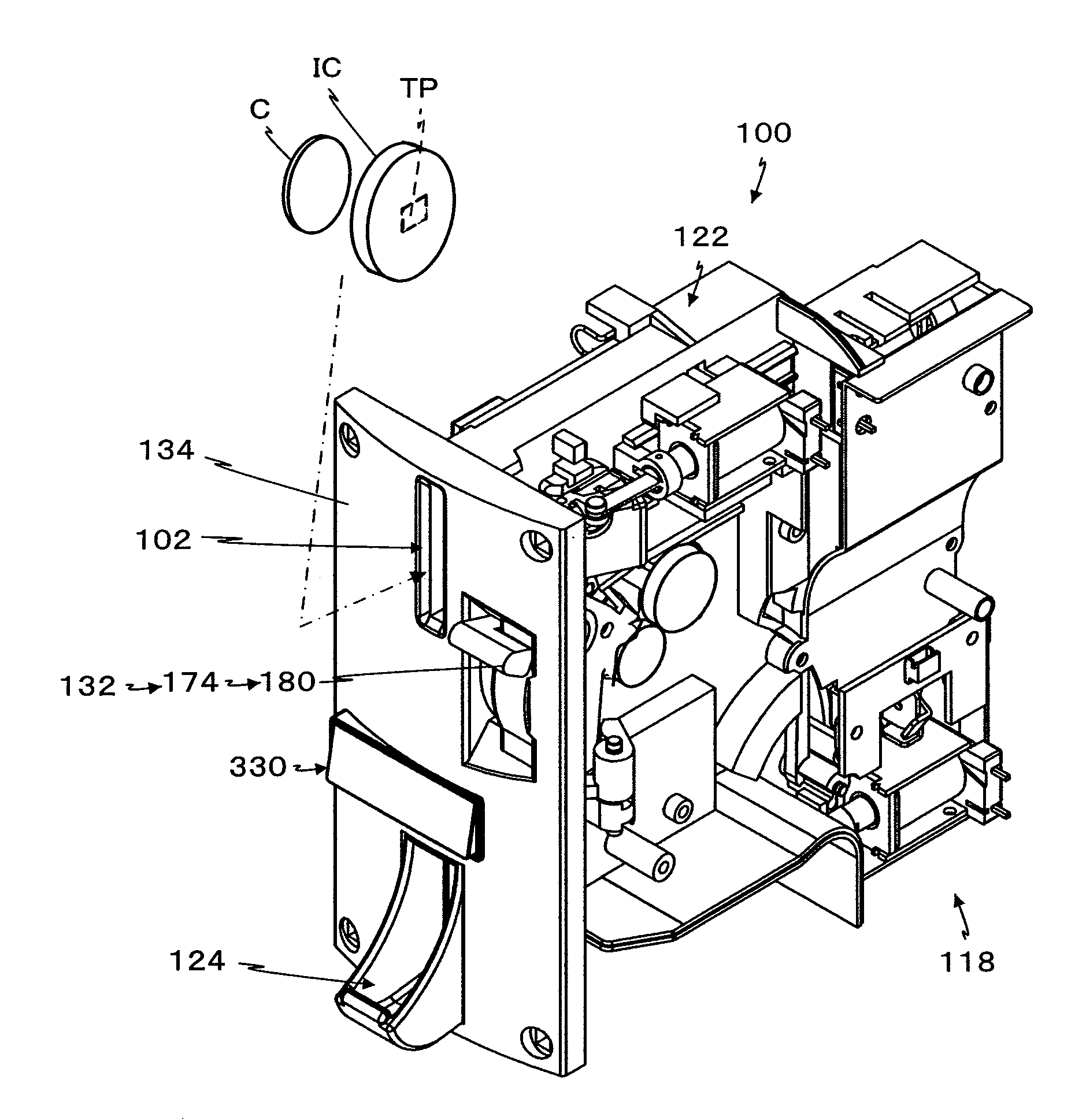 Value medium processing device for IC coins and monetary coins