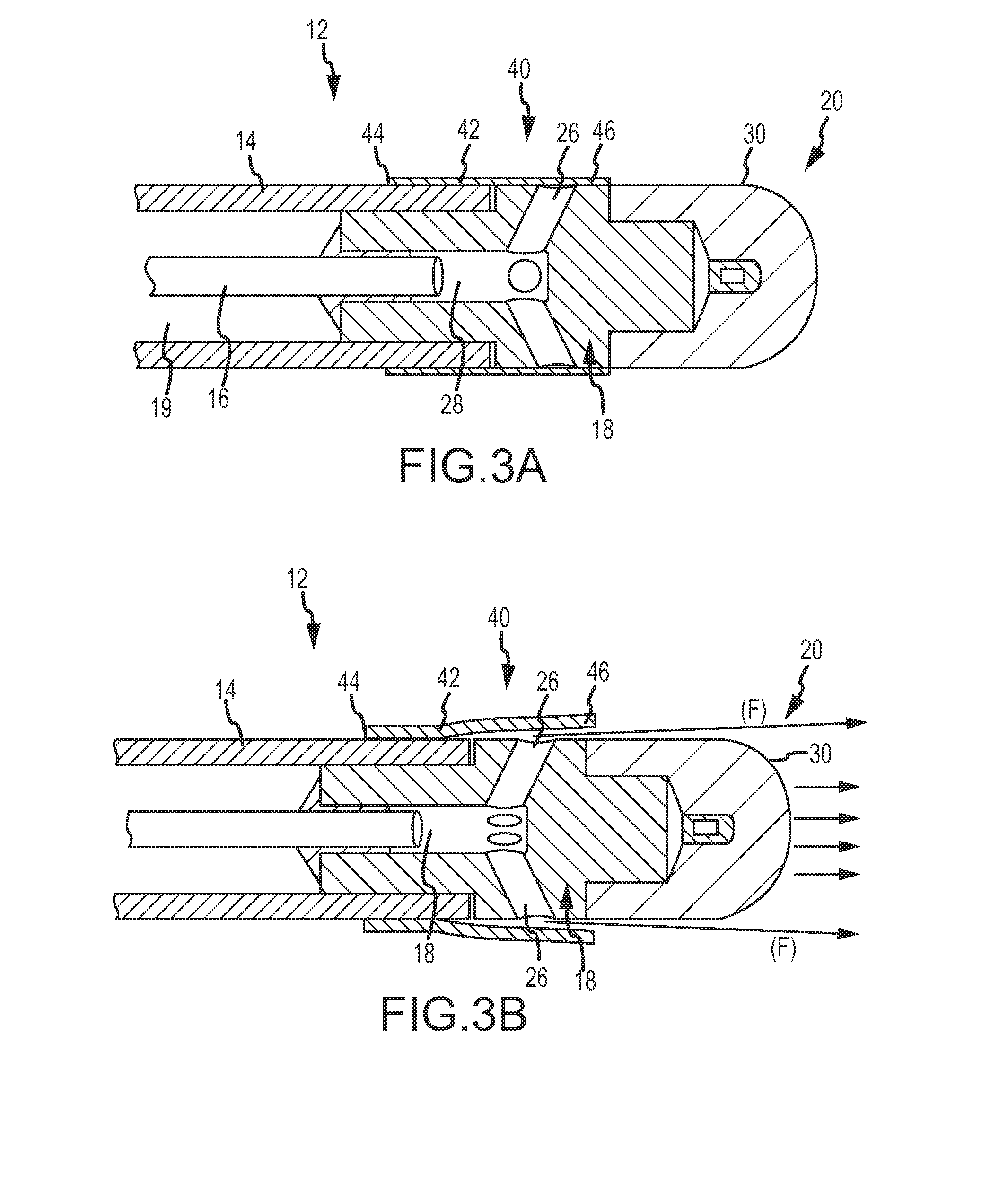 Irrigated ablation catheter assembly having a flow member to create parallel external flow