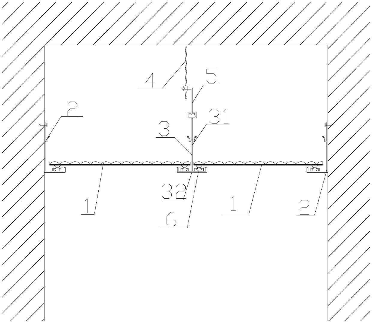 Plane-placed adsorptive suspended ceiling