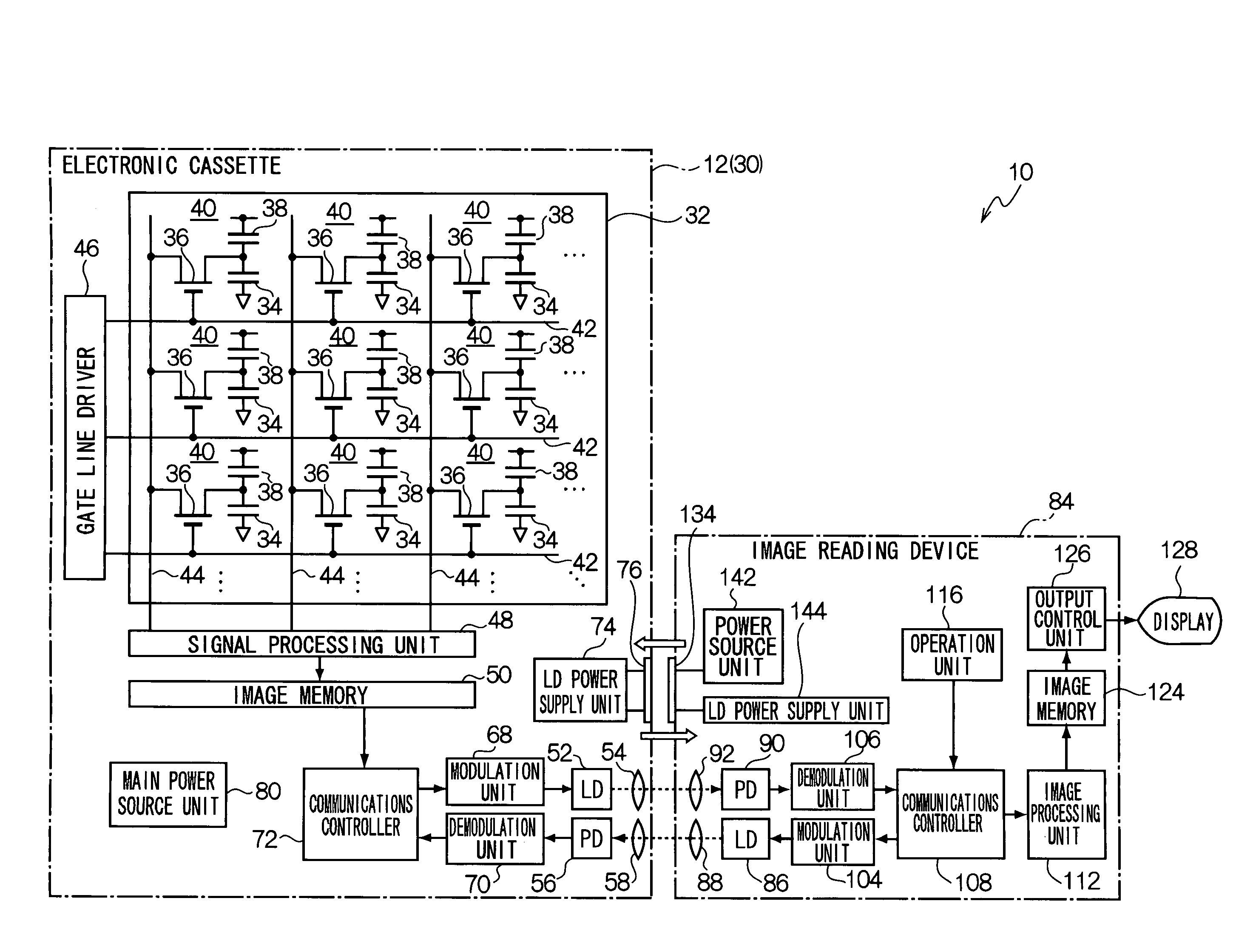 Electronic device for transmitting and receiving information by means of laser light