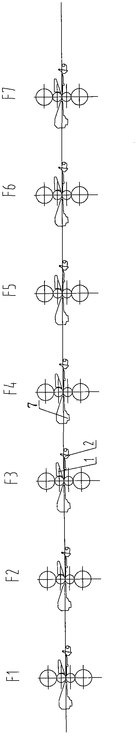 Intermediate additional cooling equipment and method for hot continuous rolling plate band