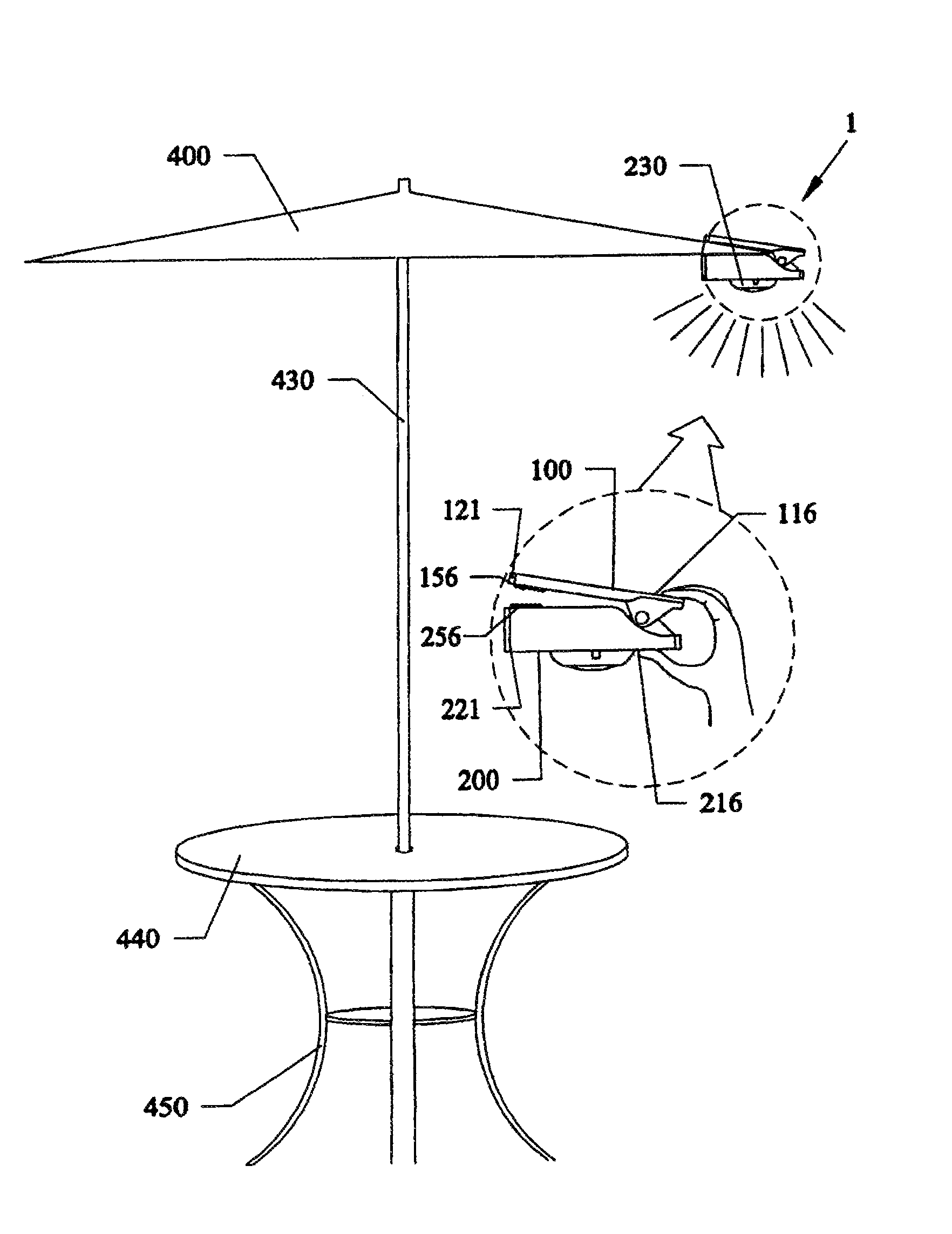 Solar umbrella clip light