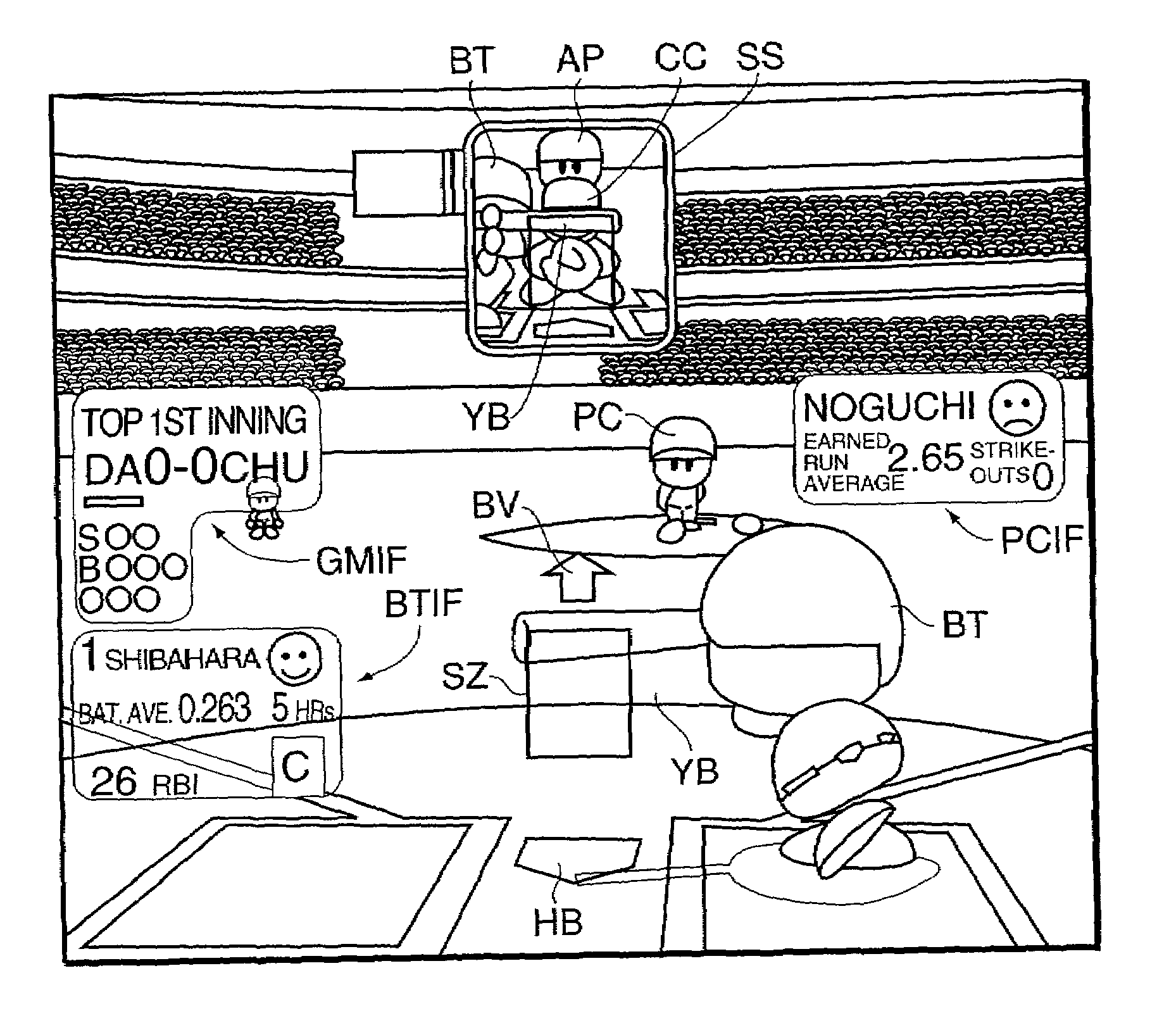 Baseball game program, computer-readable recording medium, and method suited for use with personal computers