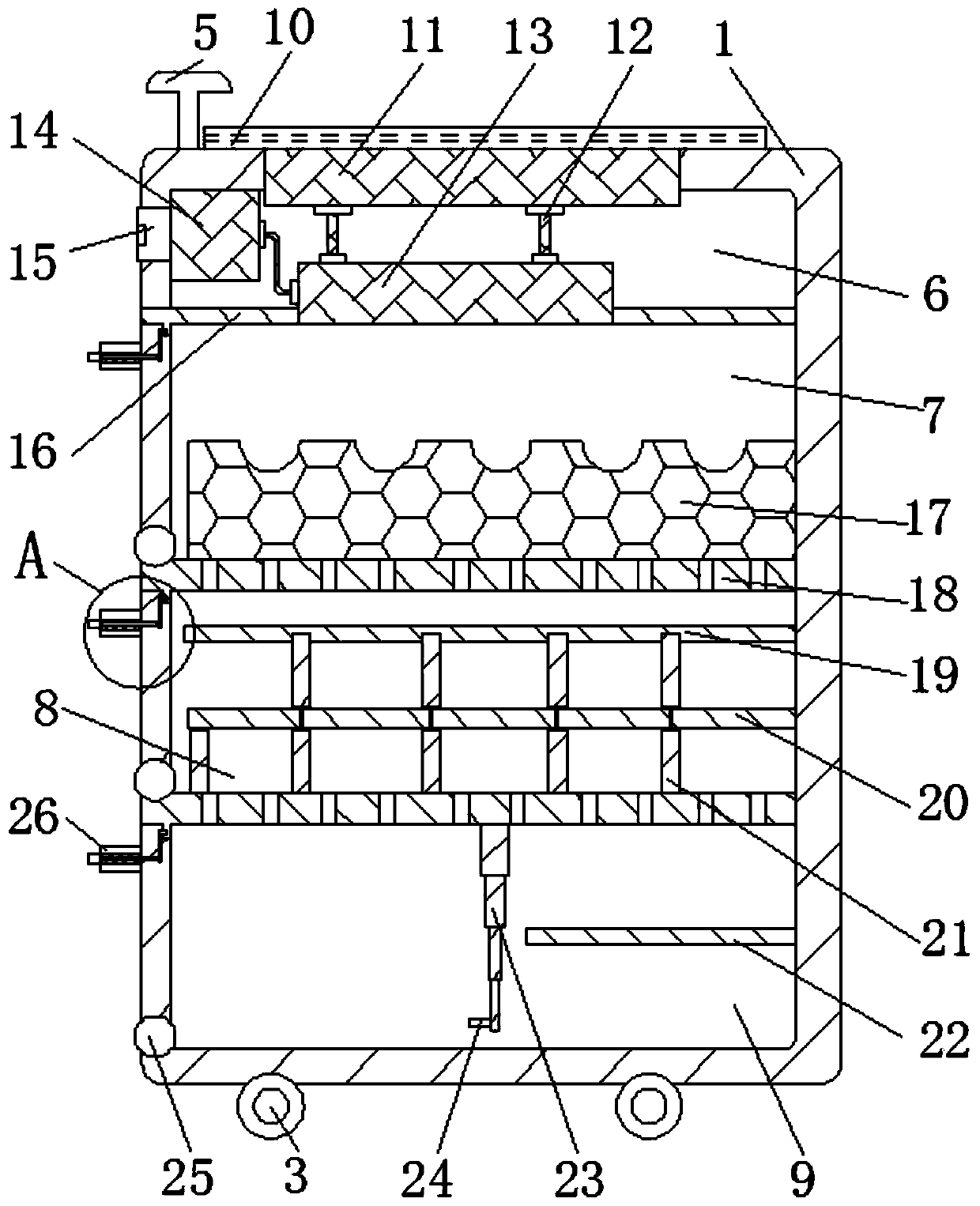 Outdoor suitcase with reasonable distribution of containing space and having refrigeration effect