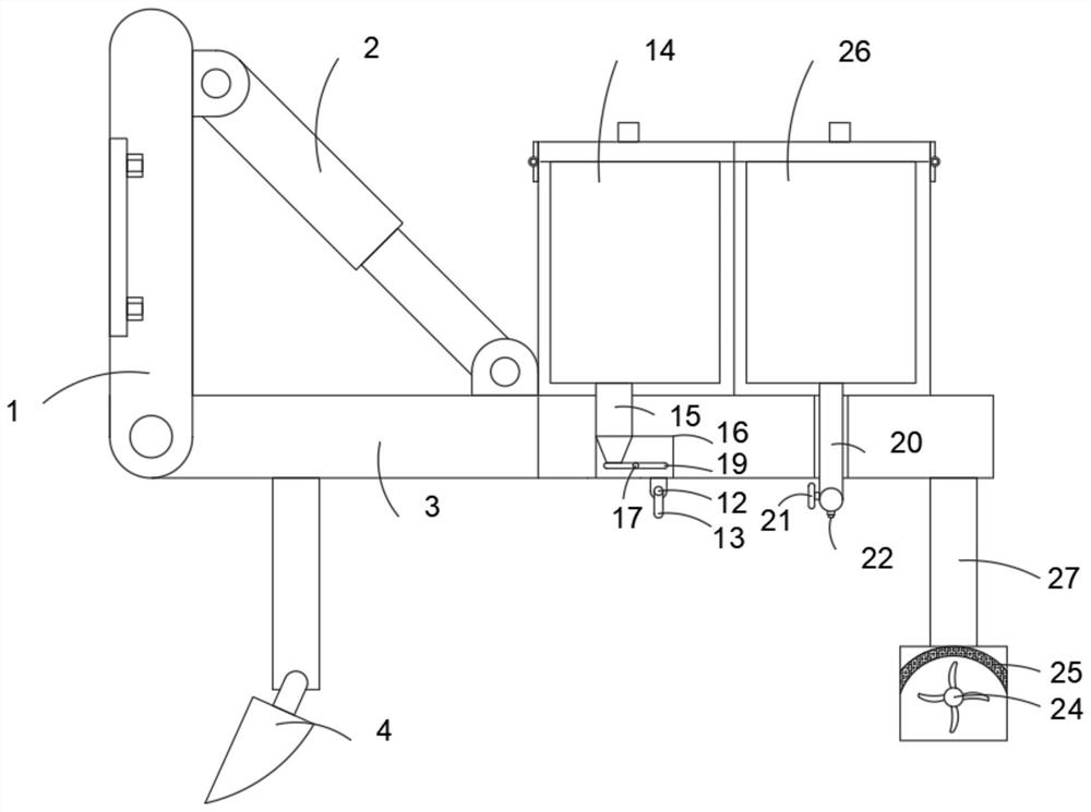 Soil loosening and fertilizing device for ecological forest farms