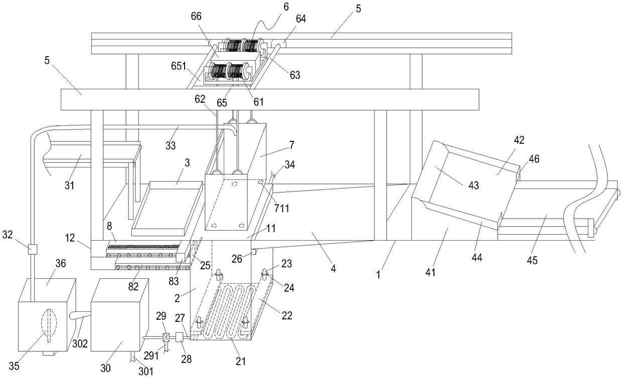 Rail type bamboo breaking and stewing device