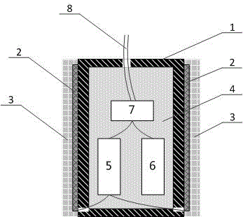 Great earthquake impending earthquake sound monitoring probe unit structure based on piezoelectric cable sensor and circuit module structure