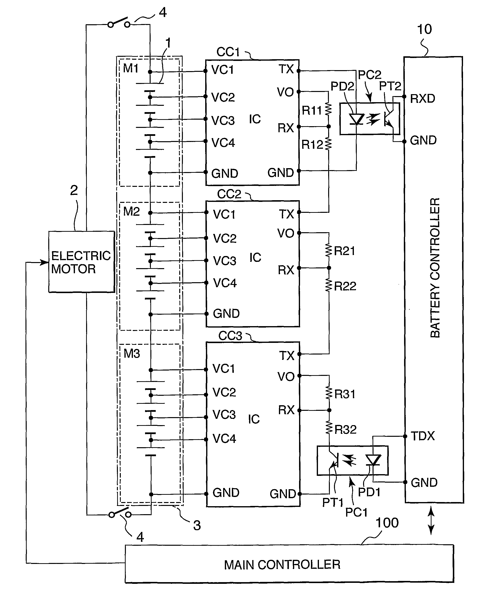 Battery voltage monitoring device