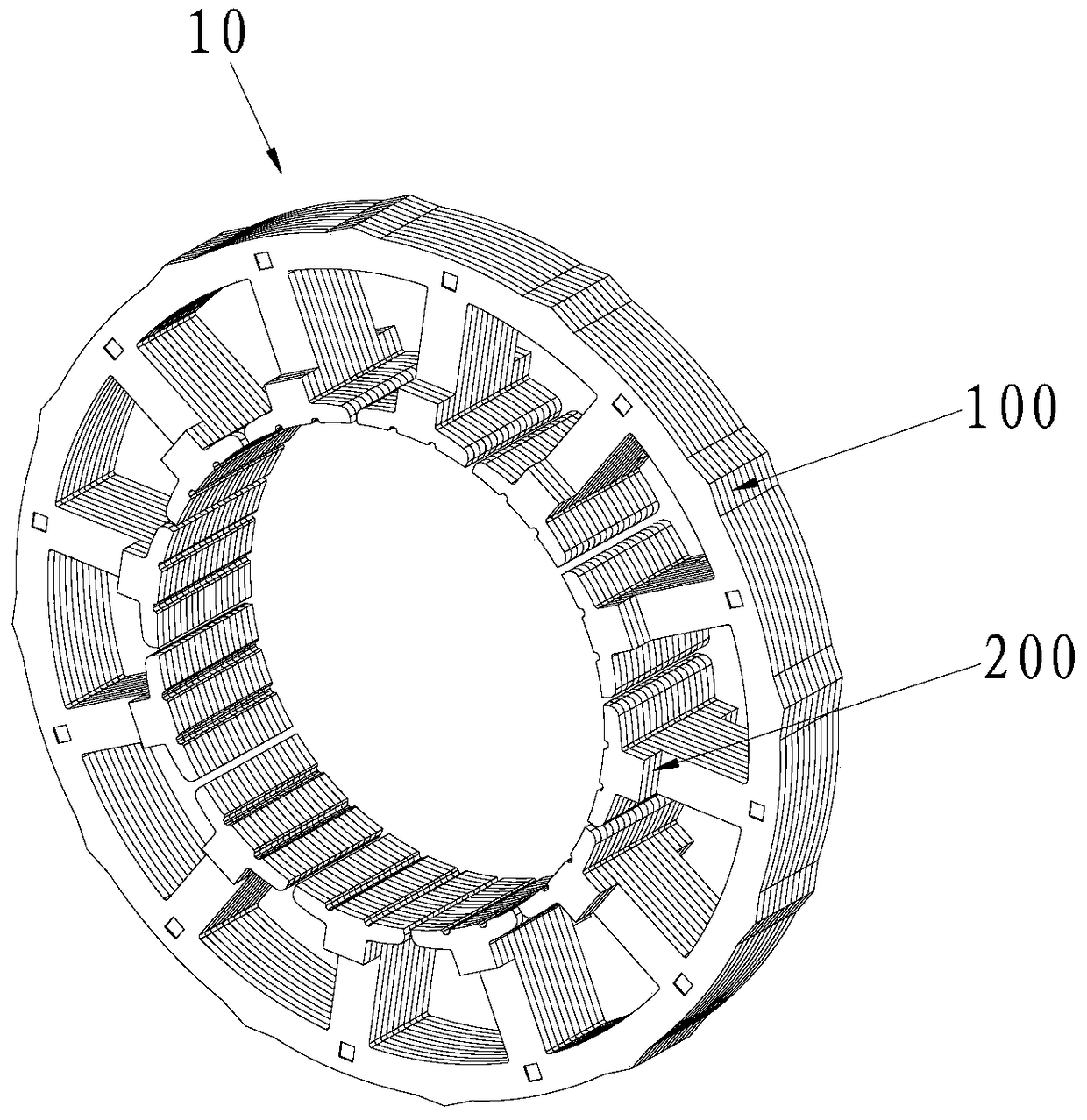 Motor stator core, motor stator, motor and method for manufacturing motor stator