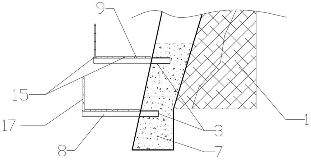 Cantilever support platform, supporting retaining wall and construction method