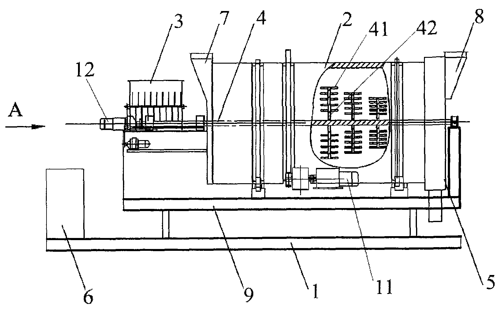 Sludge stirring and granulating rotary drying device