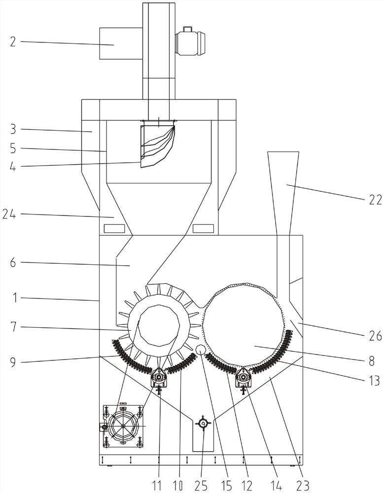 Progressive axial flow scutcher