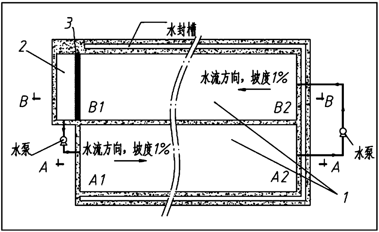 Closed slope type raceway pond system used for large-scale culture and harvesting of microalgae