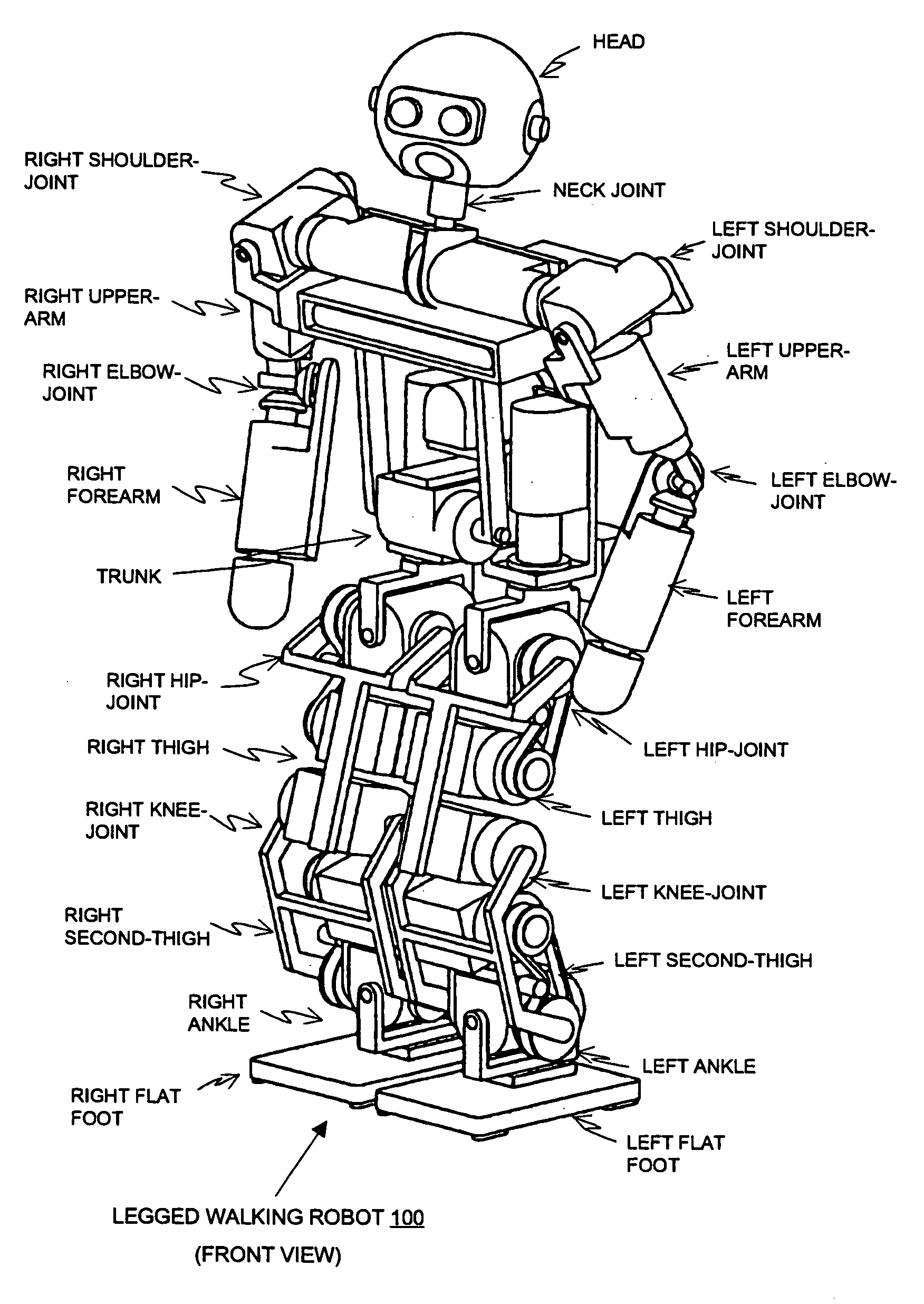 Legged mobile robot and method of controlling operation of the robot