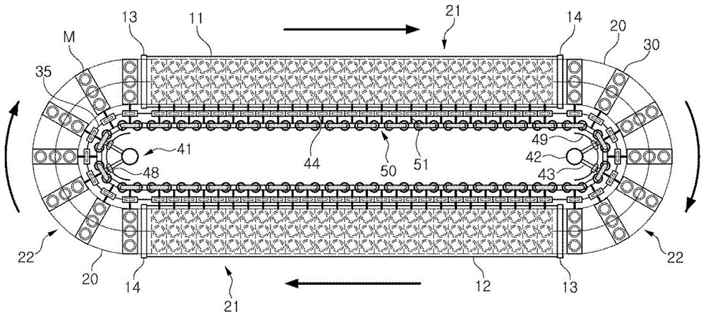 Apparatus for heat treating with pair of straight furnaces and collector ring