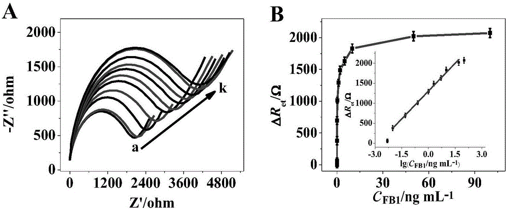 Preparation method of electrochemical adapter sensor for detecting fumonisin B1 ( FB1)