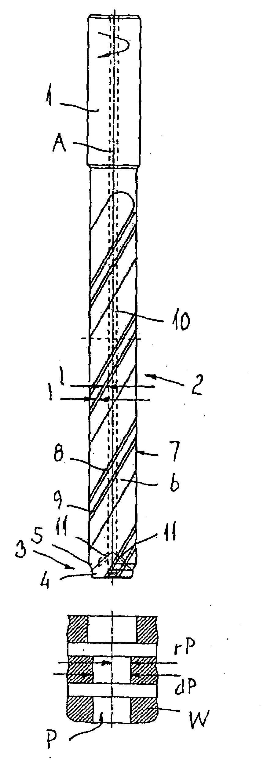 Drilling tool, a method for drilling a hole and a use of a drilling tool