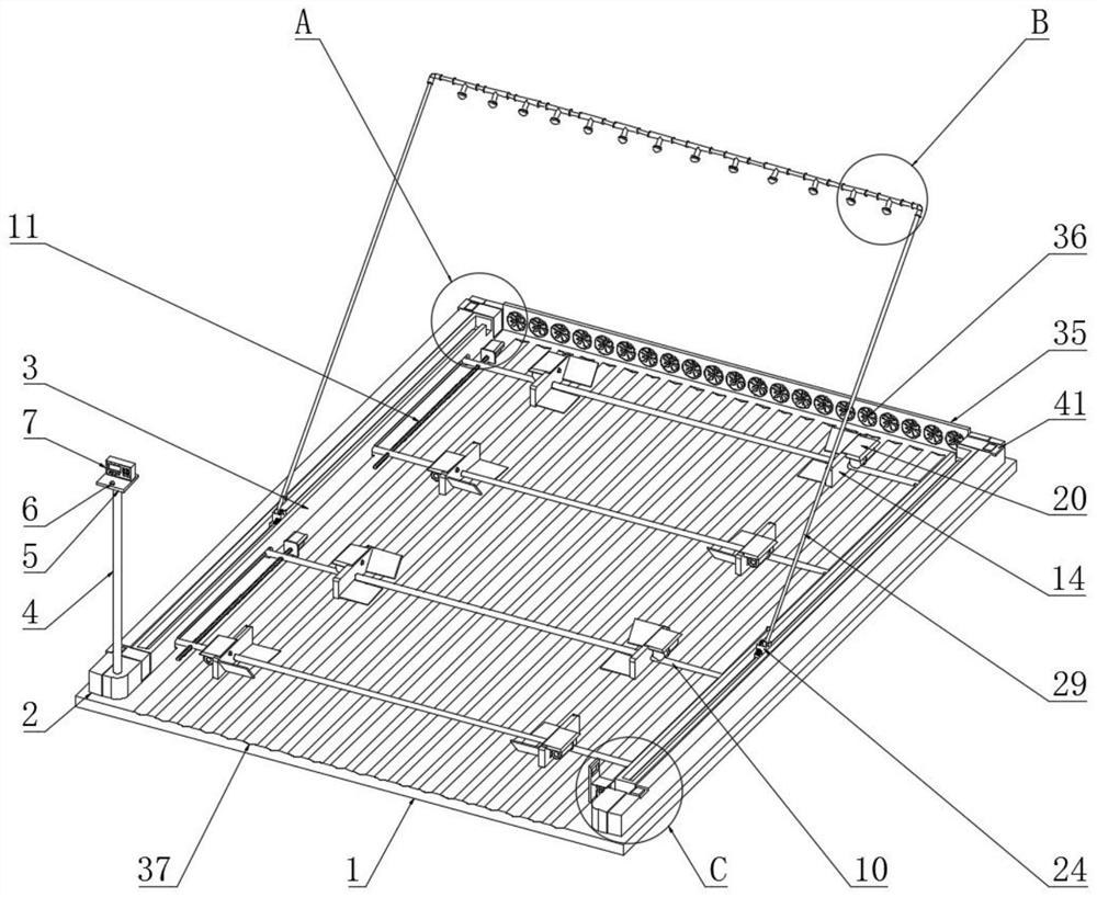 A body width self-adaptive device for a mechanical parking garage transport vehicle