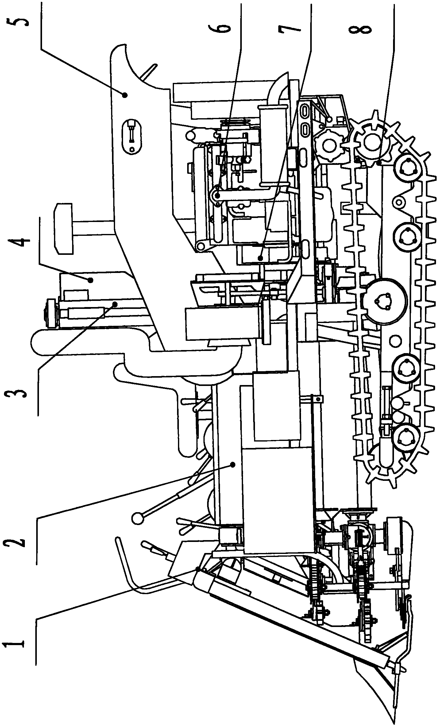 Whole-feed combine harvester with double-cutting vertical header and harvesting method thereof