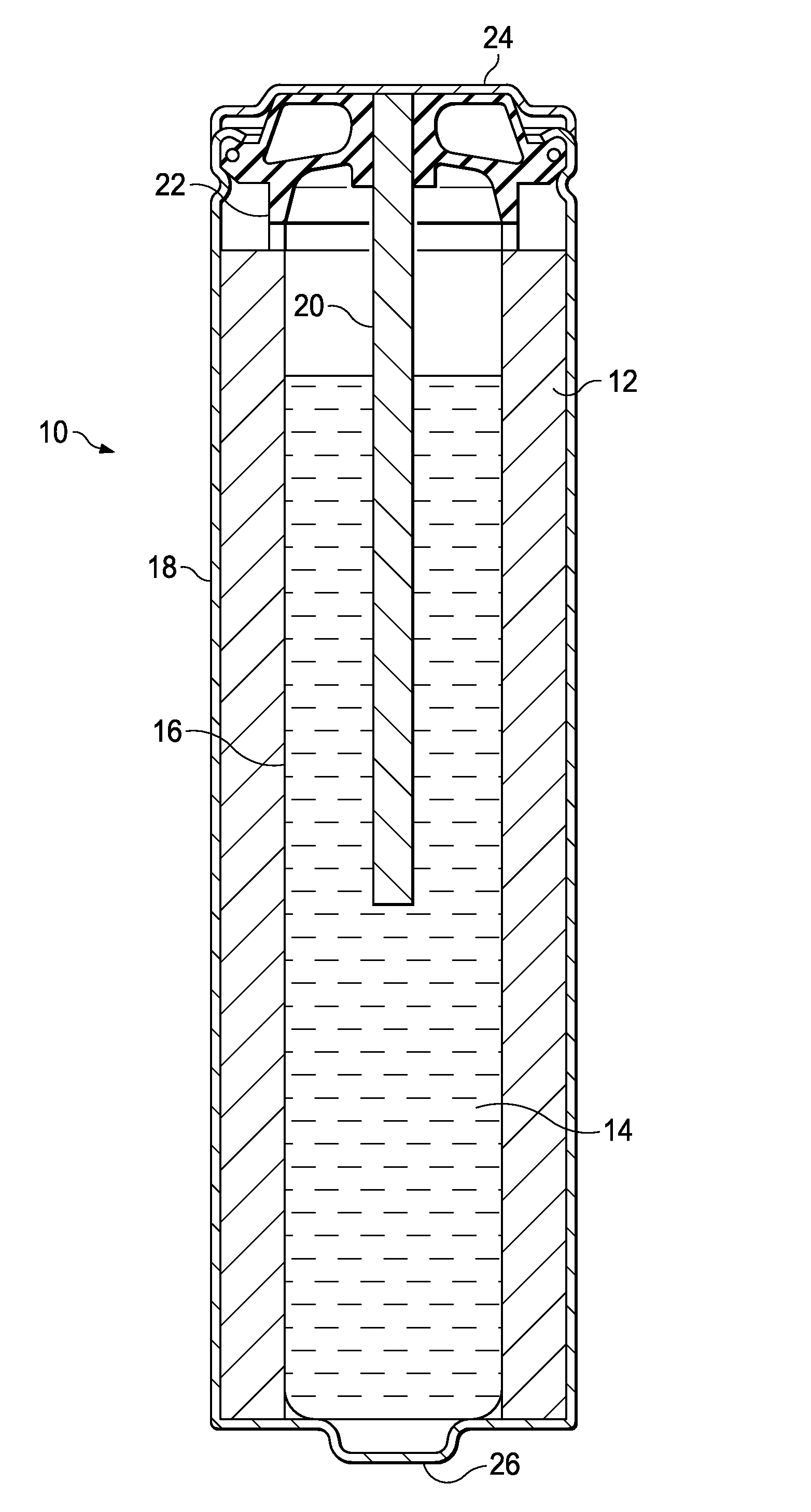 Battery including beta-delithiated layered nickel oxide electrochemically active cathode material