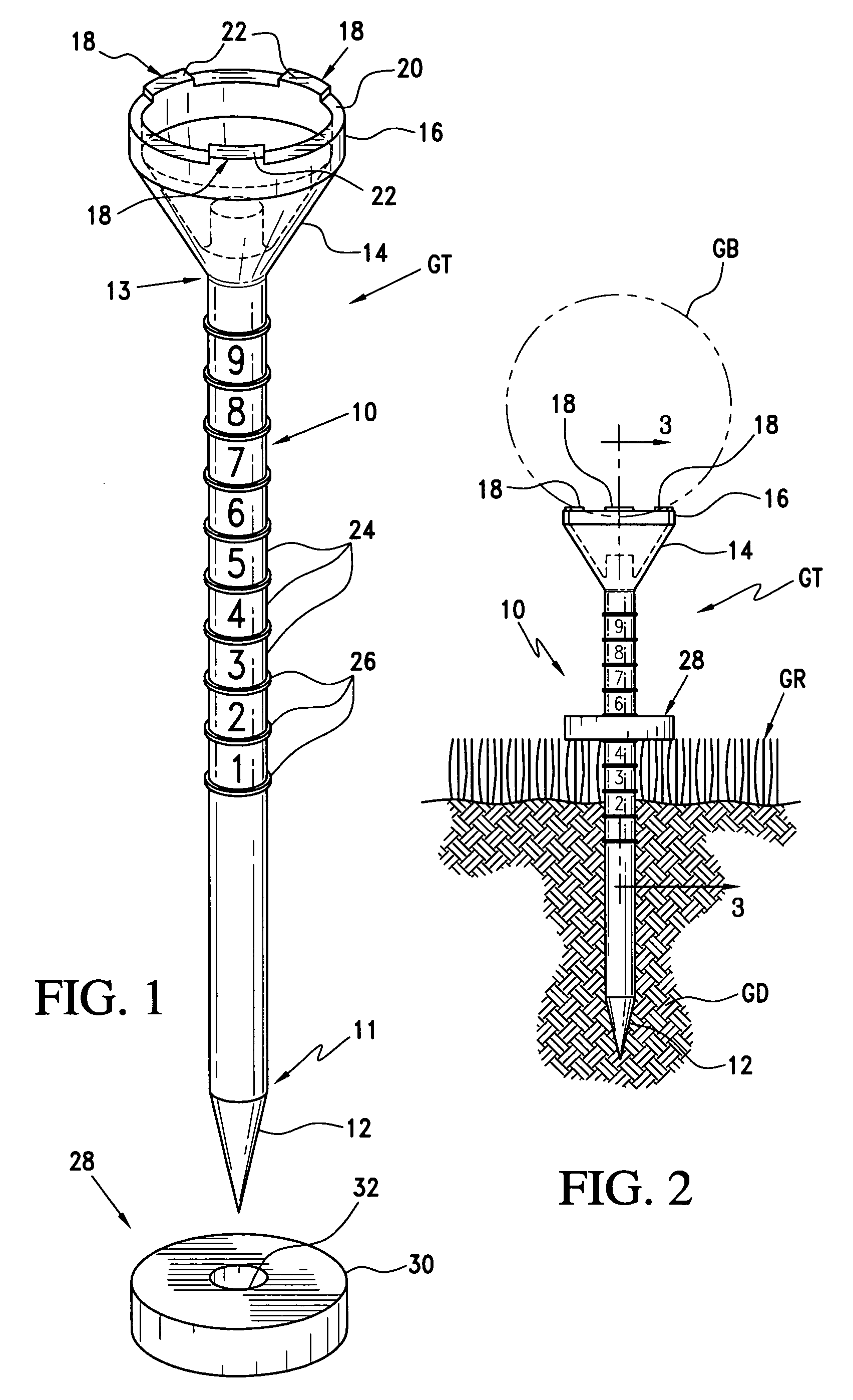 Golf tee with ball elevating members