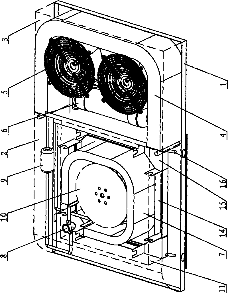 Low-noise type ultrathin overhead type frequency-conversion shelter air conditioner