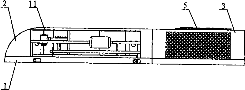 Low-noise type ultrathin overhead type frequency-conversion shelter air conditioner