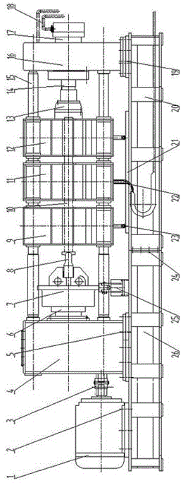 Large-upsetting-force large-inertia force closure steel aluminum friction welding machine overall structure