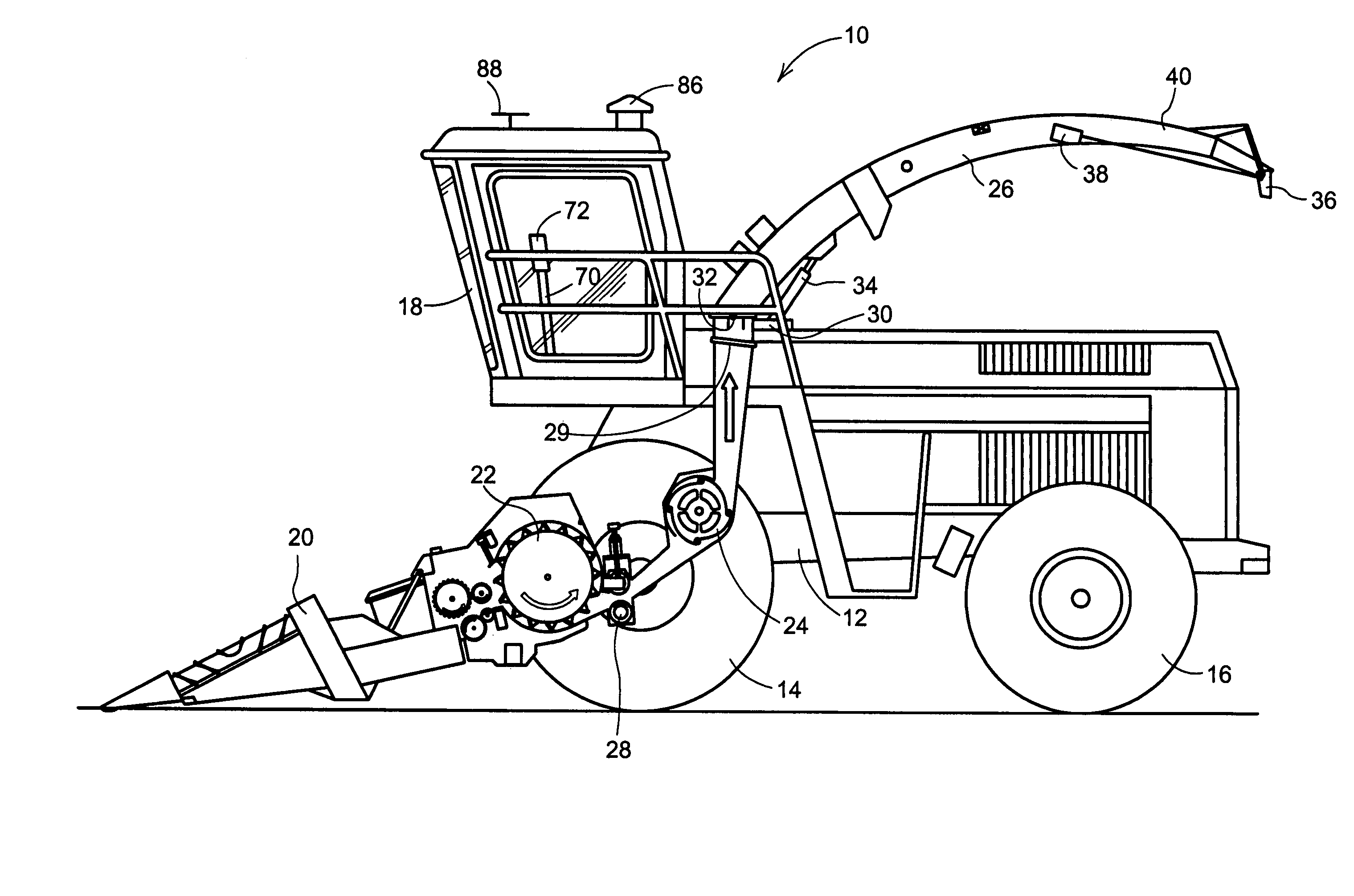 Control arrangement for crop discharging device of an agricultural harvesting machine