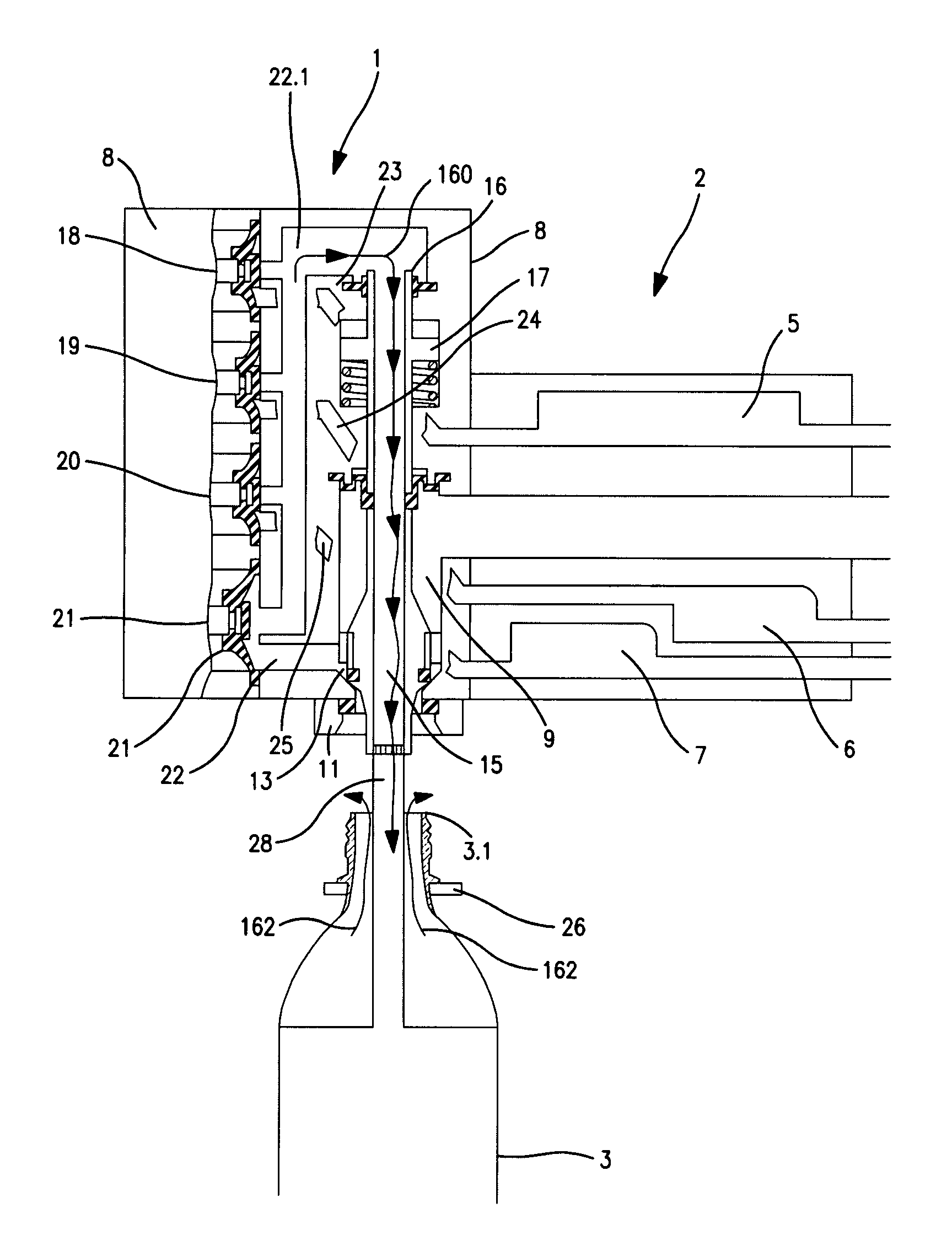 Beverage bottling plant for filling bottles with a liquid beverage filling material having a filling device and a filling machine having such a filling device