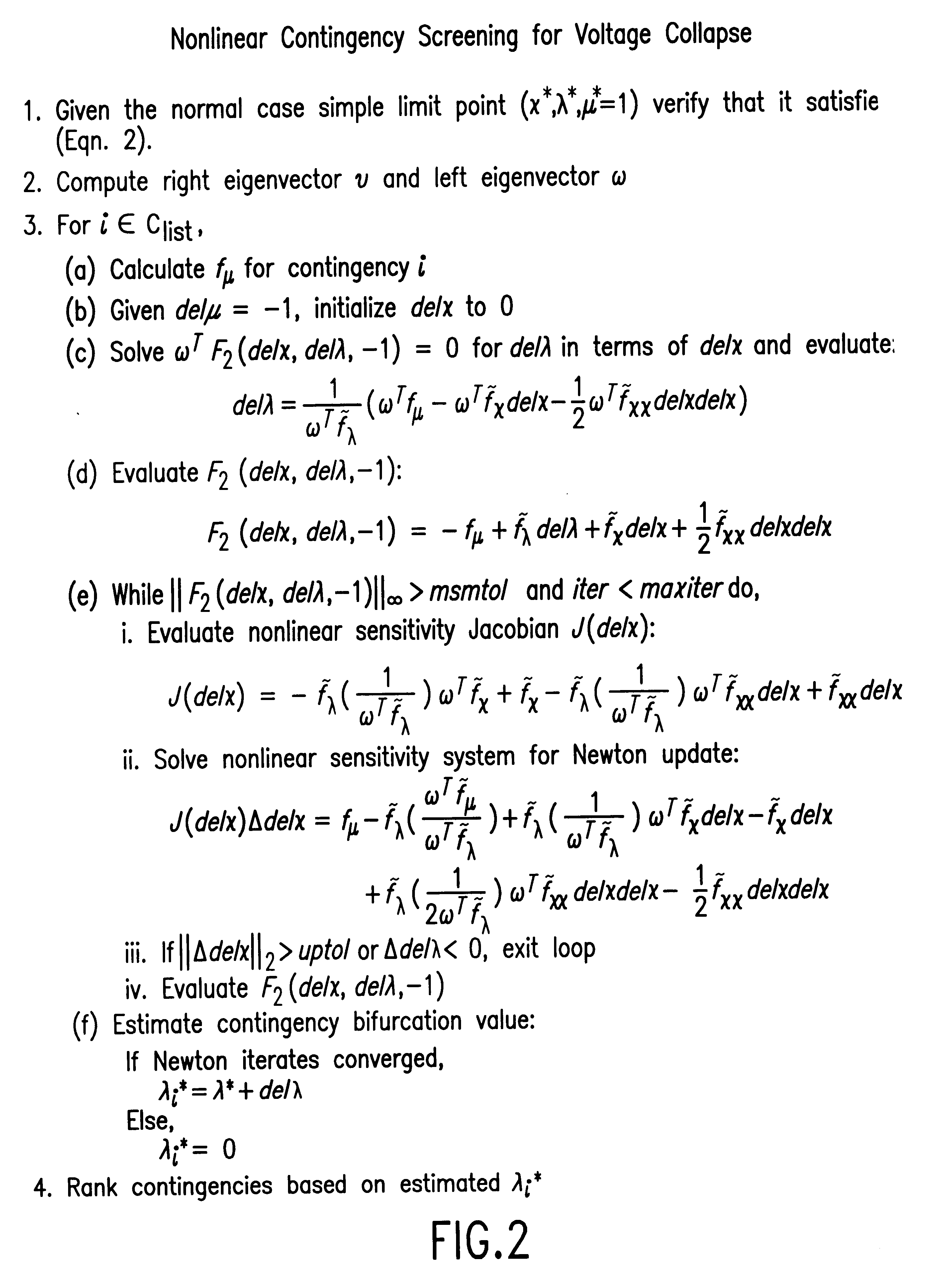 Nonlinear contingency screening for voltage collapse