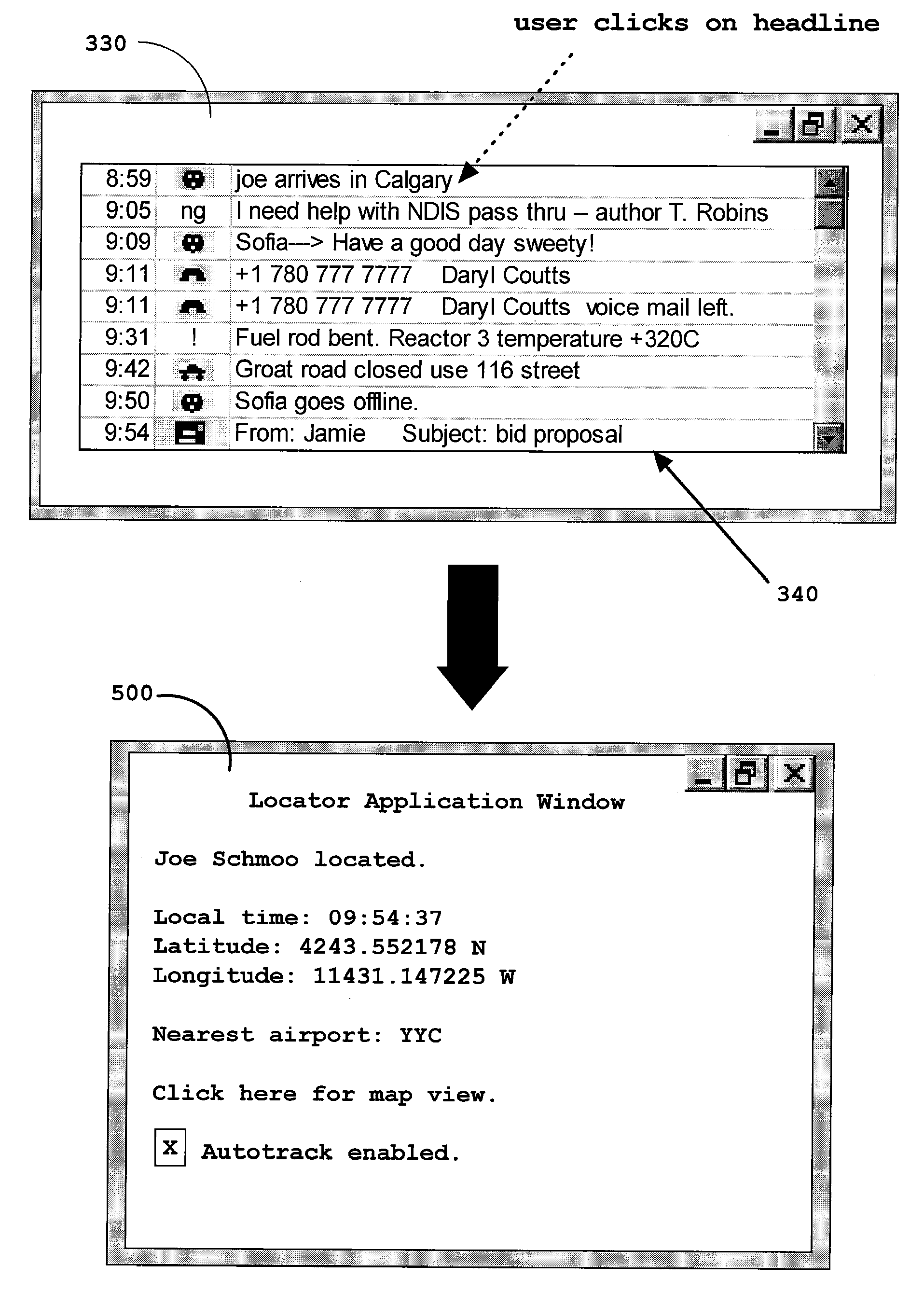 Pushed and pulled information display on a computing device