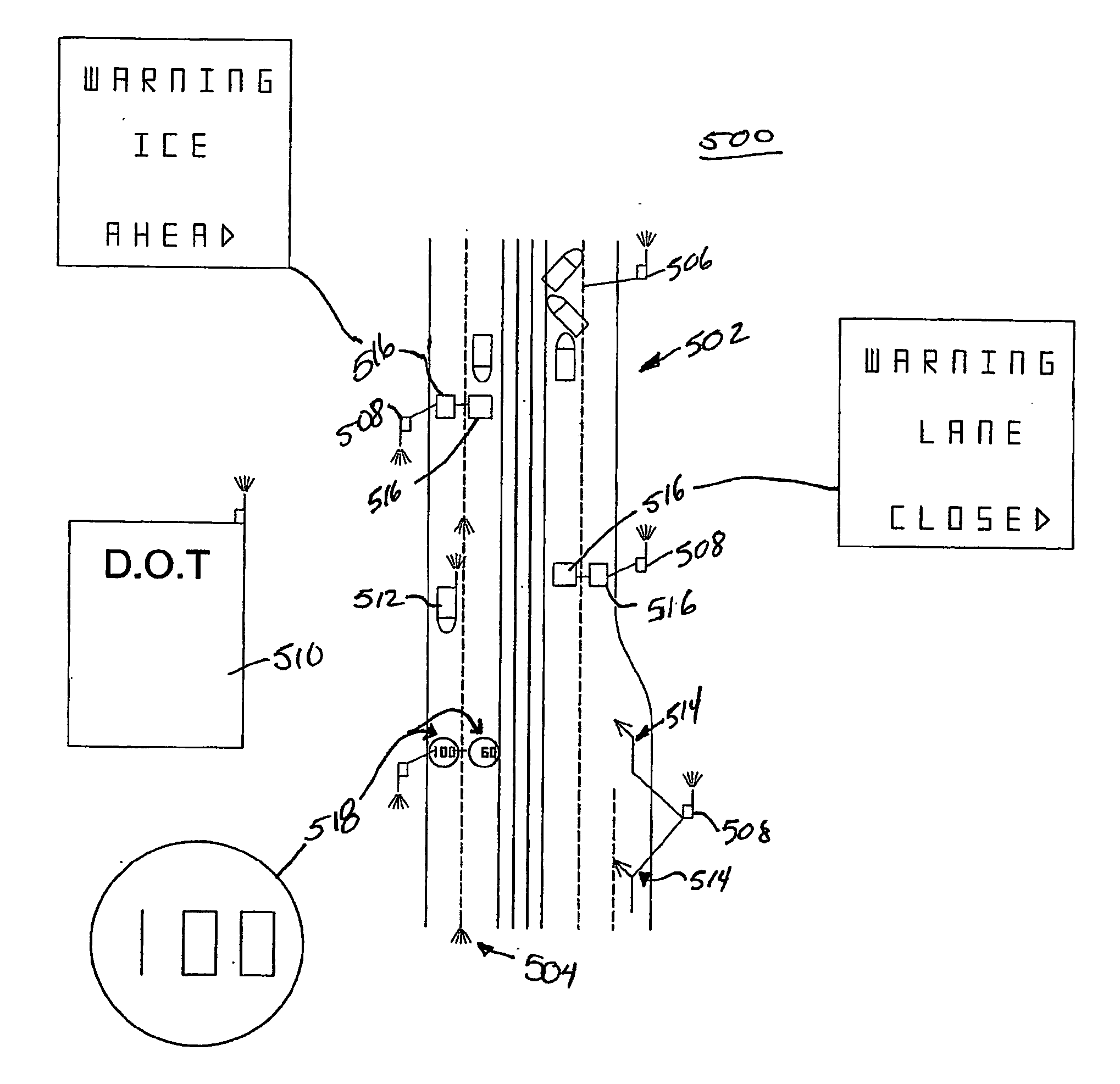 Informational system using lighted message arrays for providing direction and guidance traffic ways