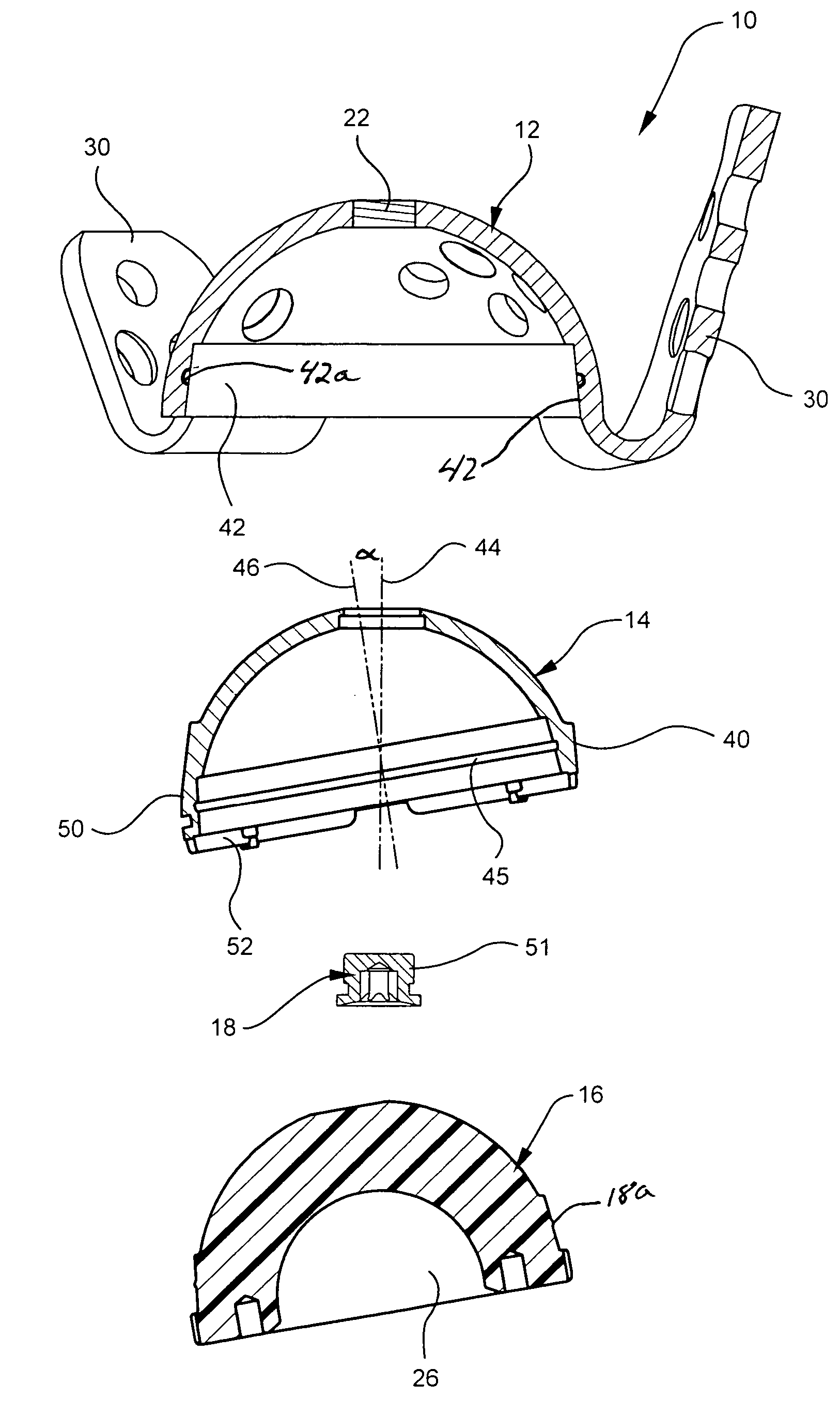 Internal adaptor for hip acetabular cage