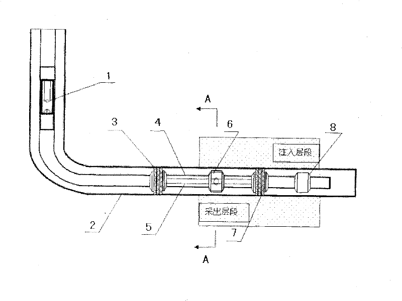 Same-well production technique column for low-permeation horizontal well