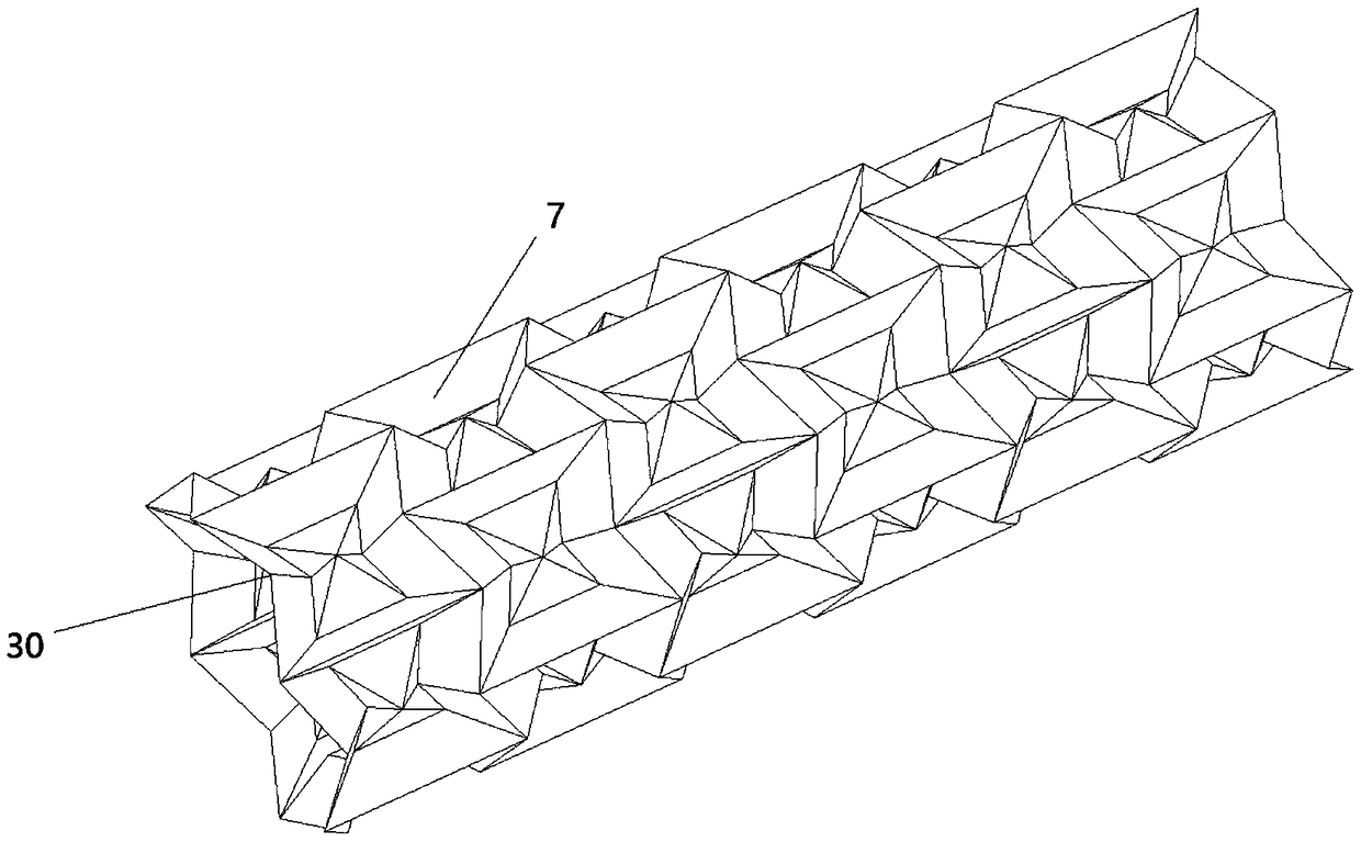 A buckling-inducing brace with variable-length double-layer concave-type inducing units at the end