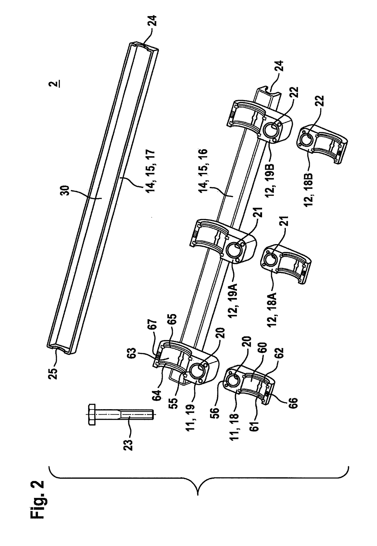 Holding device for fastening a fuel distributor to an internal combustion engine